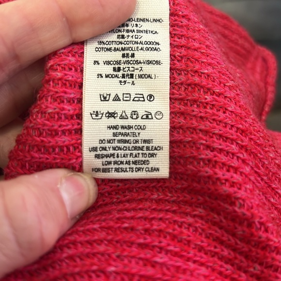 Free People Off The Shoulder Red White Knit Long Sleeve Sweater - Picture 4 of 4